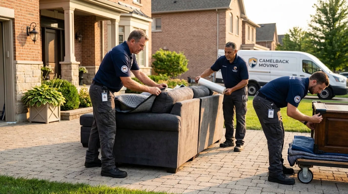 Large estate moving crew wrapping furniture in Mountain View, CA